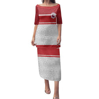 Queensland Tonga Custom Family Matching Puletasi and Hawaiian Shirt QLD with Tongan Ngatu Pattern LT9 Mom's Dress Red - Polynesian Pride