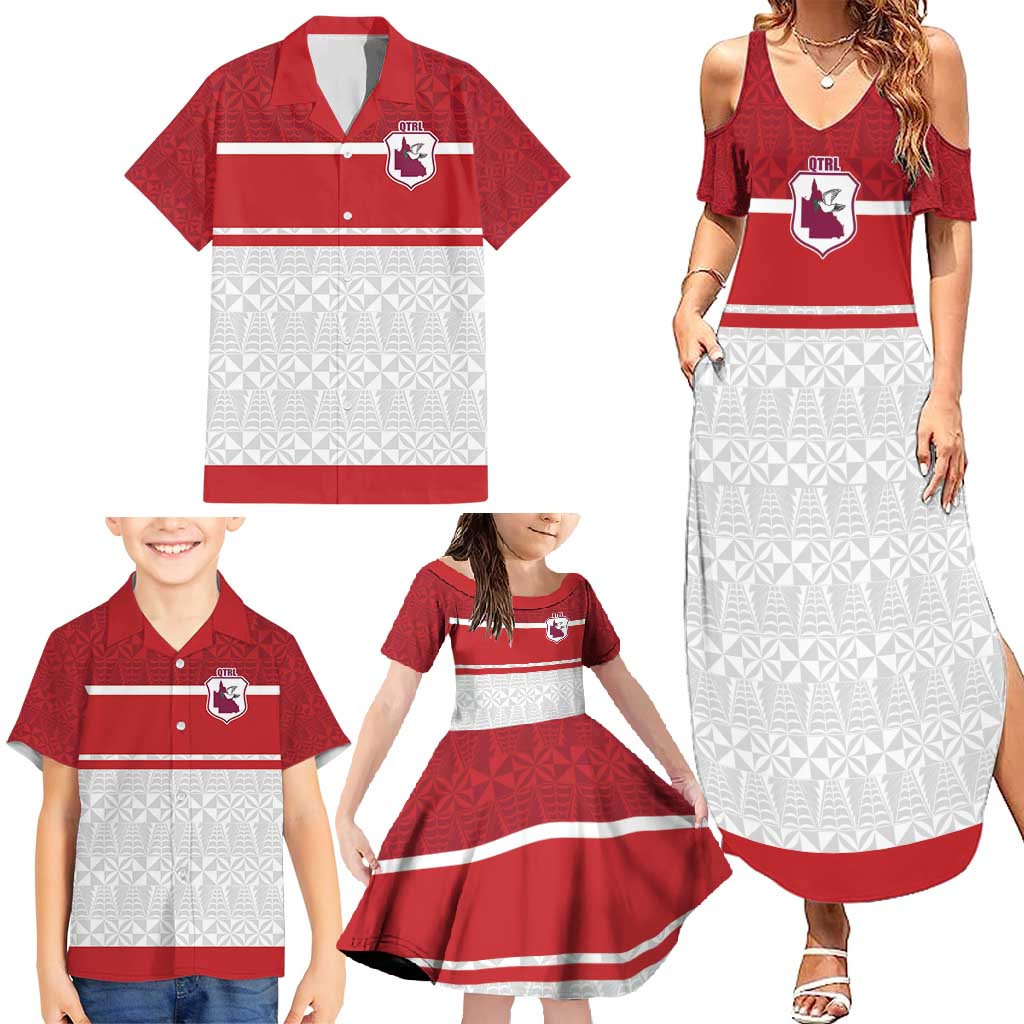 Queensland Tonga Custom Family Matching Summer Maxi Dress and Hawaiian Shirt QLD with Tongan Ngatu Pattern LT9 - Polynesian Pride