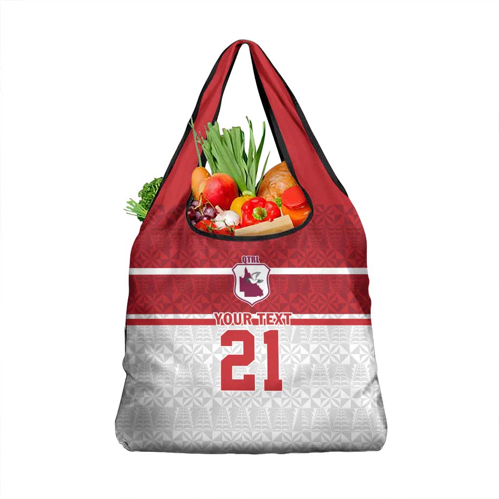 Queensland Tonga Custom Grocery Bag QLD with Tongan Ngatu Pattern LT9 1-pack One Size Red - Polynesian Pride