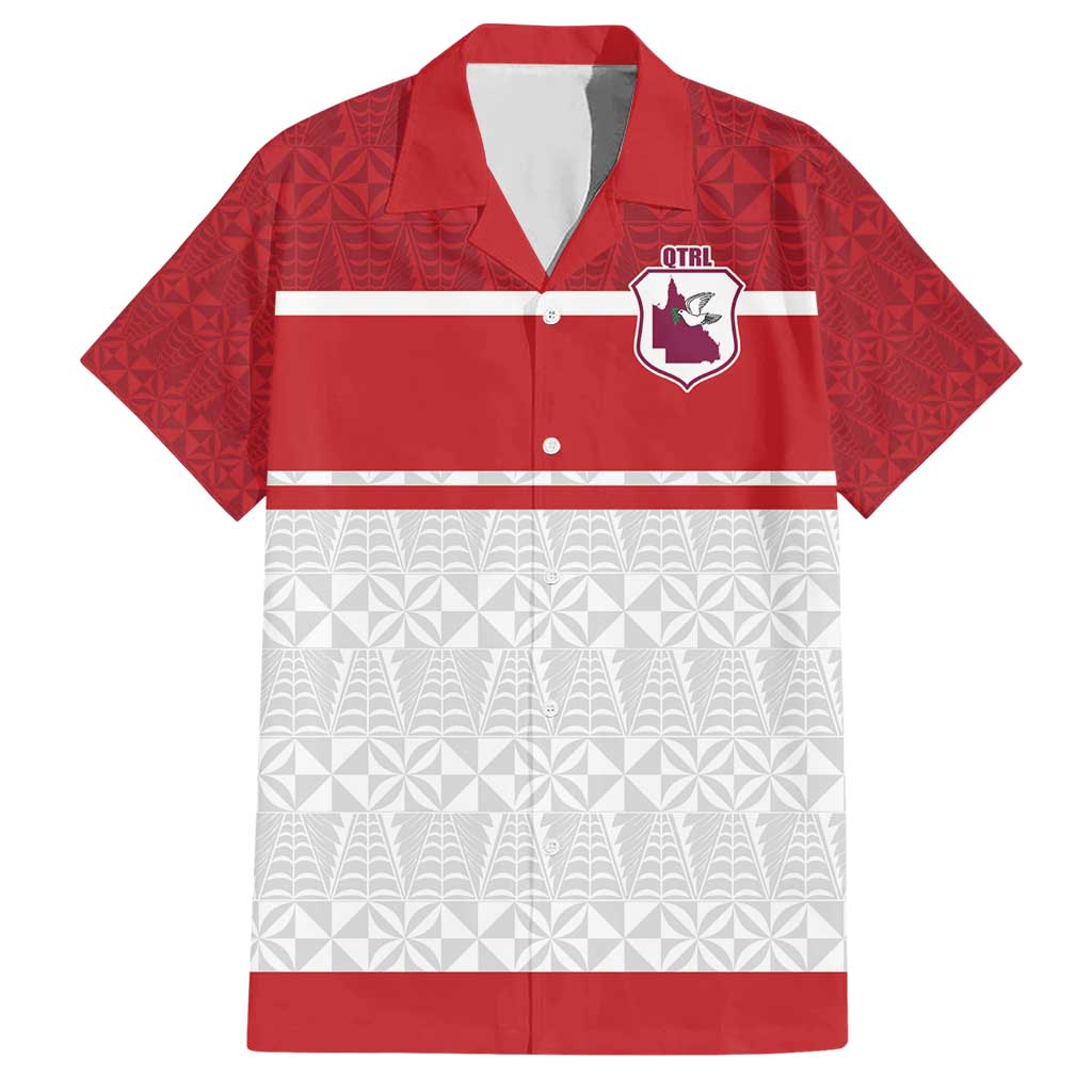 Queensland Tonga Custom Hawaiian Shirt QLD with Tongan Ngatu Pattern LT9 Red - Polynesian Pride