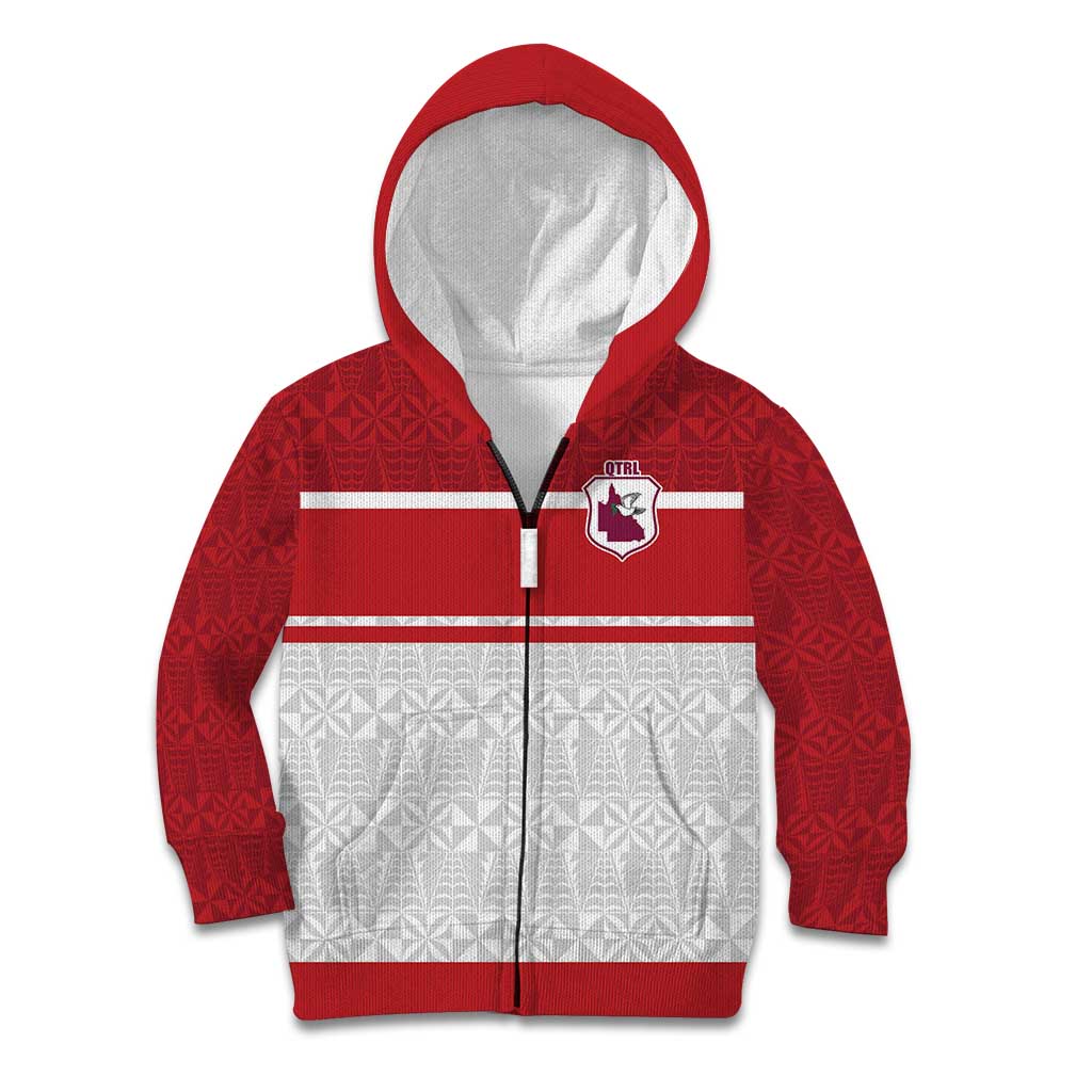 Queensland Tonga Custom Kid Hoodie QLD with Tongan Ngatu Pattern