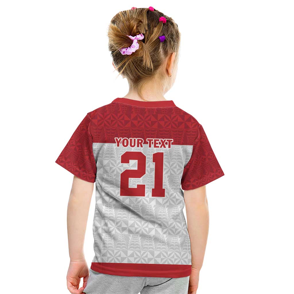 Queensland Tonga Custom Kid T Shirt QLD with Tongan Ngatu Pattern