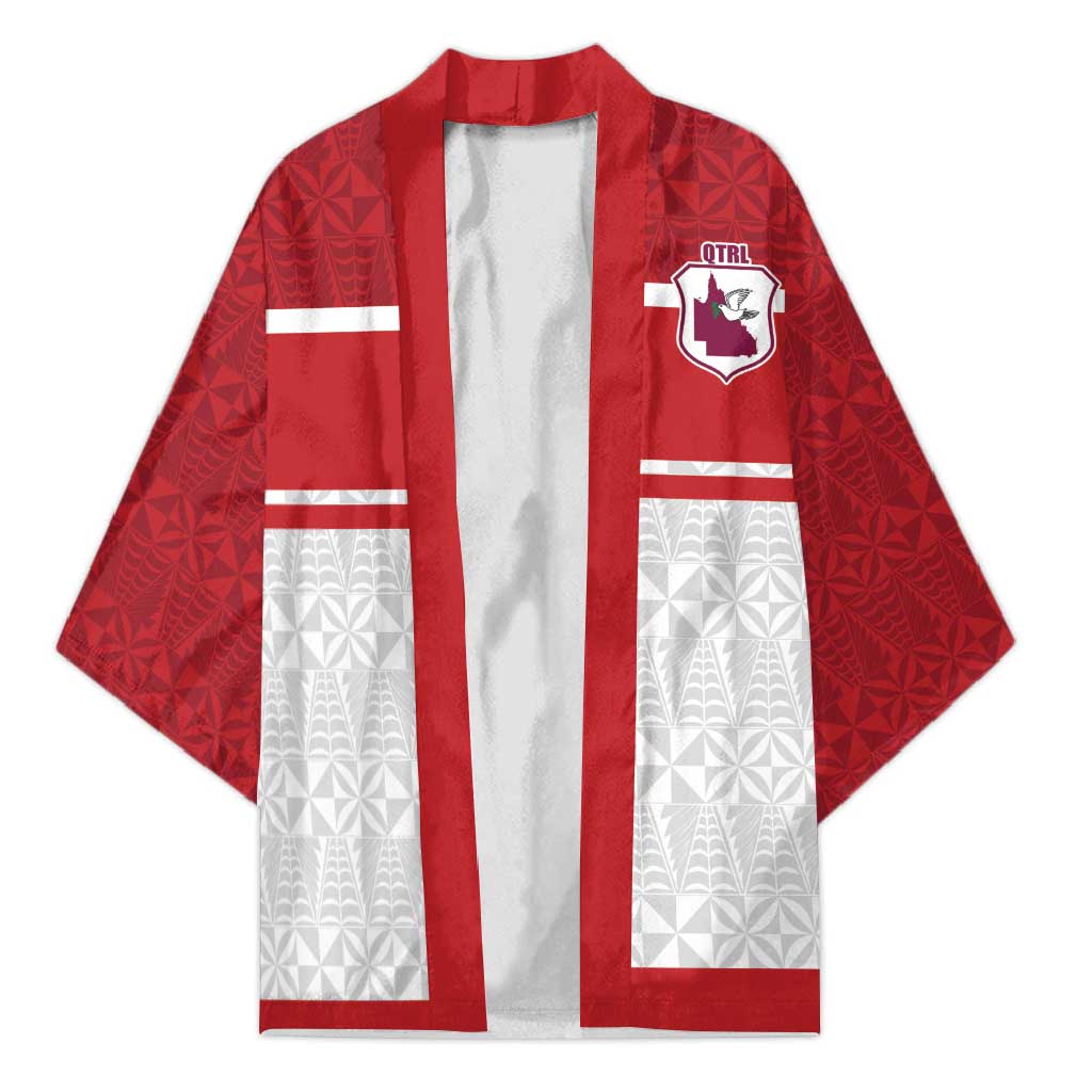 Queensland Tonga Custom Kimono QLD with Tongan Ngatu Pattern LT9 Unisex Red - Polynesian Pride