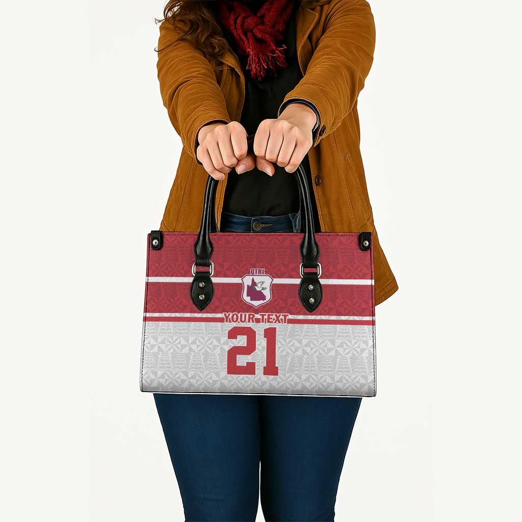 Queensland Tonga Custom Leather Bag QLD with Tongan Ngatu Pattern - Polynesian Pride