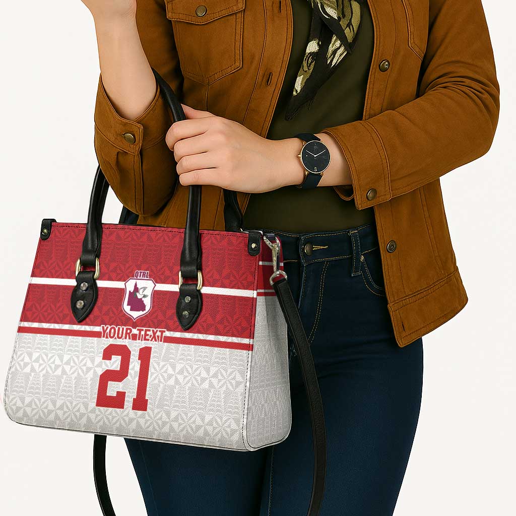 Queensland Tonga Custom Leather Bag QLD with Tongan Ngatu Pattern - Polynesian Pride