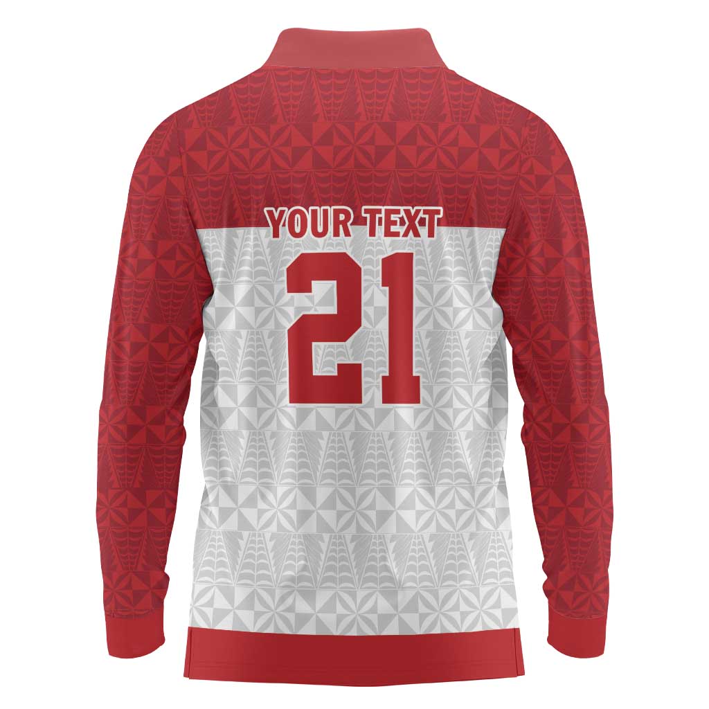 Queensland Tonga Custom Long Sleeve Polo Shirt QLD with Tongan Ngatu Pattern