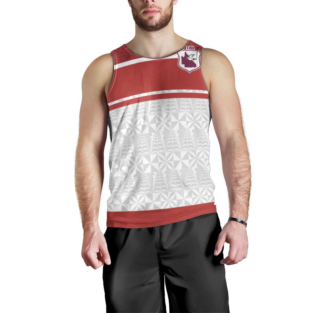 Queensland Tonga Custom Men Tank Top QLD with Tongan Ngatu Pattern LT9 - Polynesian Pride