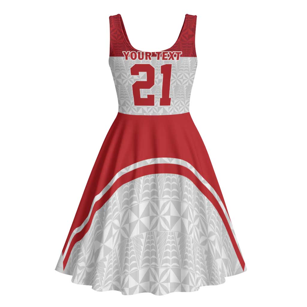 Queensland Tonga Custom Midi Dress QLD with Tongan Ngatu Pattern - Polynesian Pride