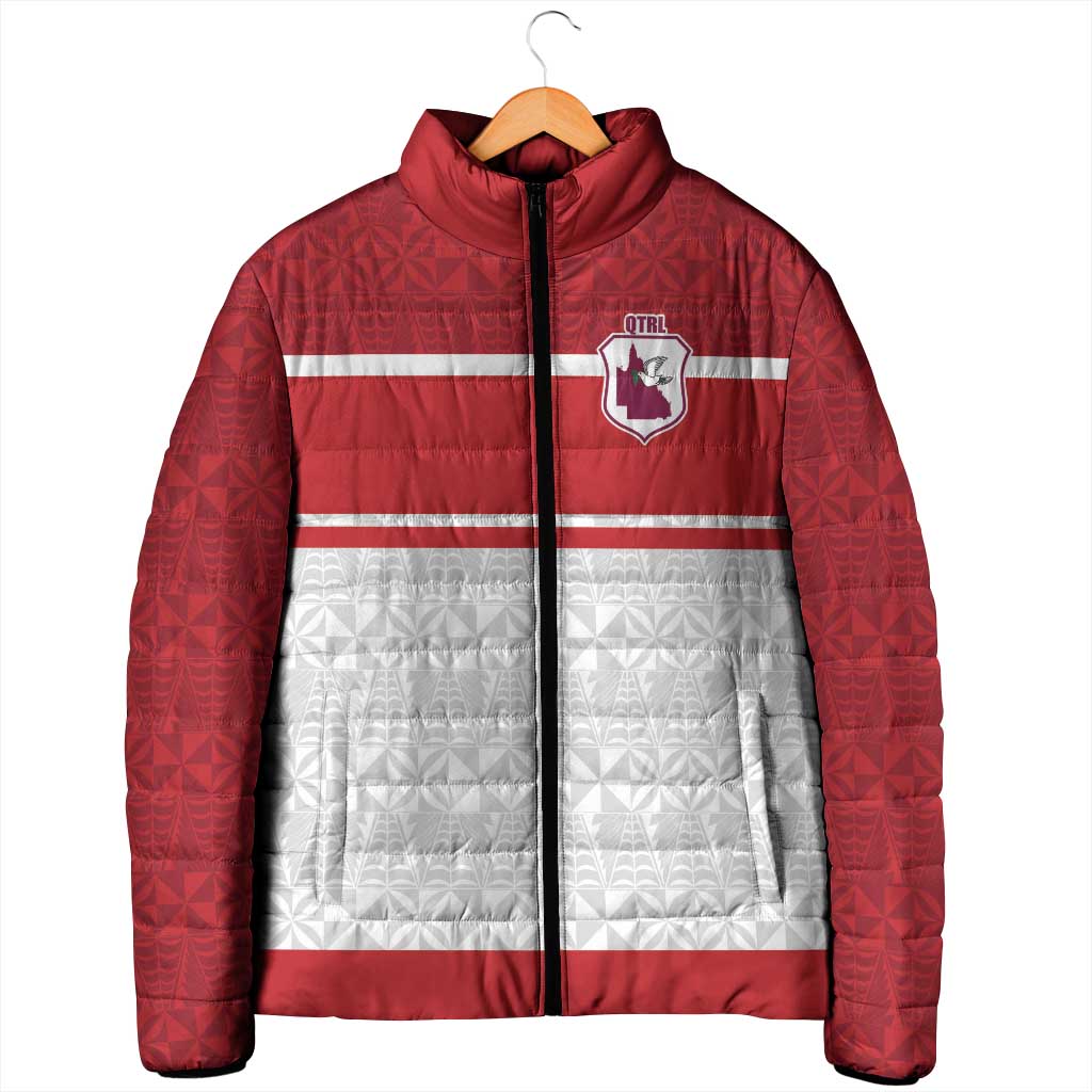 Queensland Tonga Custom Padded Jacket QLD with Tongan Ngatu Pattern LT9 - Polynesian Pride