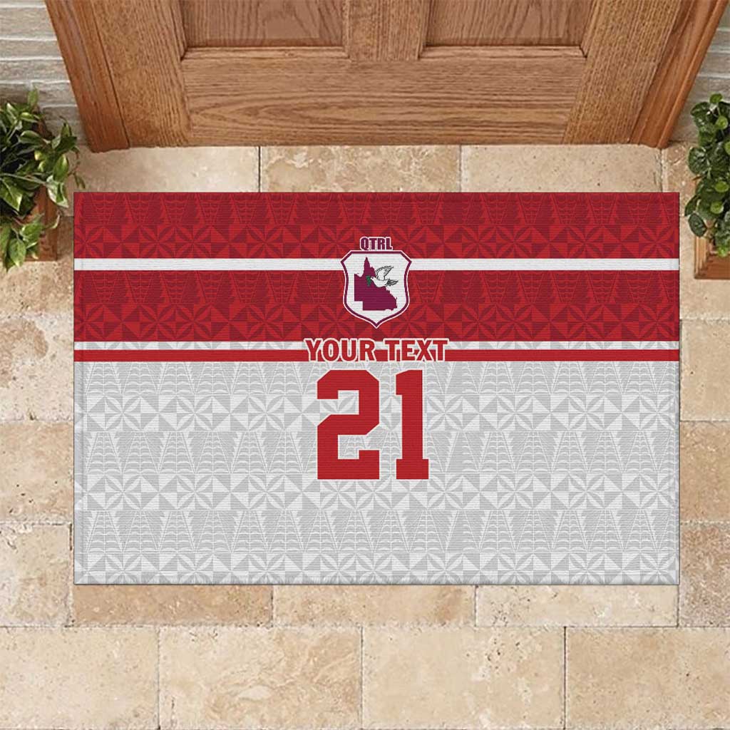 Queensland Tonga Custom Rubber Doormat QLD with Tongan Ngatu Pattern LT9 Red - Polynesian Pride