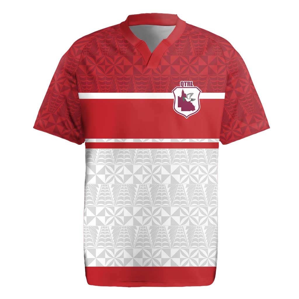 Queensland Tonga Custom Rugby Jersey QLD with Tongan Ngatu Pattern