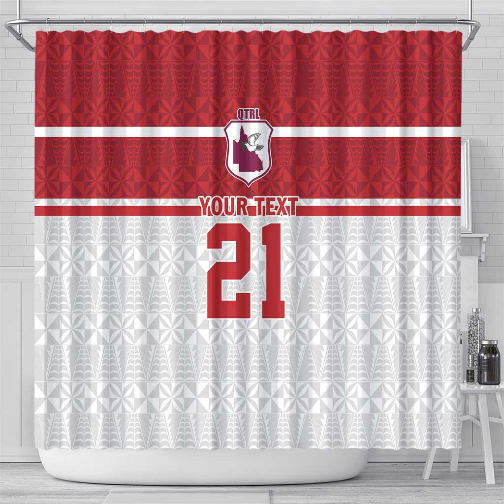 Queensland Tonga Custom Shower Curtain QLD with Tongan Ngatu Pattern
