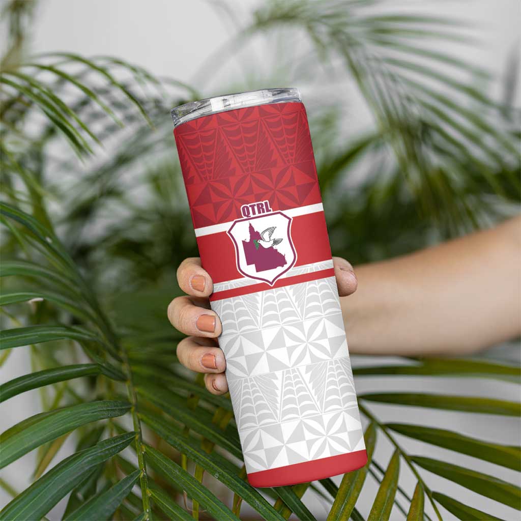 Queensland Tonga Custom Skinny Tumbler QLD with Tongan Ngatu Pattern