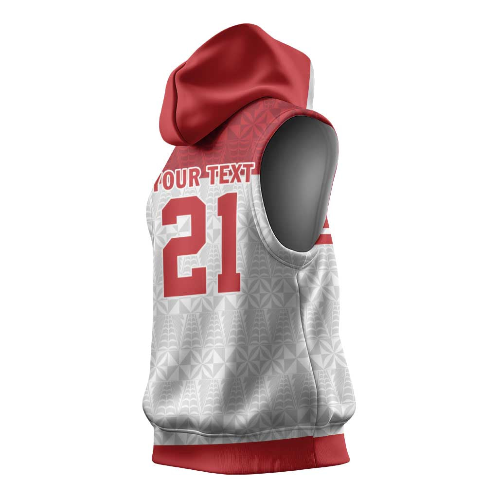 Queensland Tonga Custom Sleeveless Hoodie QLD with Tongan Ngatu Pattern LT9 - Polynesian Pride