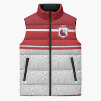 Queensland Tonga Custom Sleeveless Puffer Jacket QLD with Tongan Ngatu Pattern LT9 Unisex Red - Polynesian Pride