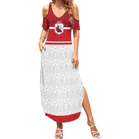 Queensland Tonga Custom Summer Maxi Dress QLD with Tongan Ngatu Pattern LT9 Women Red - Polynesian Pride
