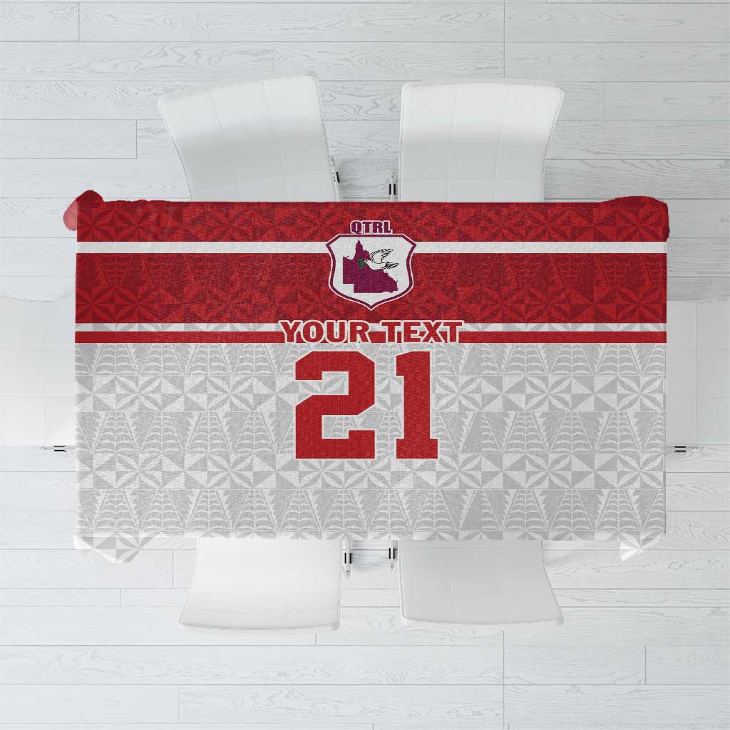 Queensland Tonga Custom Tablecloth QLD with Tongan Ngatu Pattern LT9 Red - Polynesian Pride