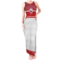 Queensland Tonga Custom Tank Maxi Dress QLD with Tongan Ngatu Pattern LT9 Women Red - Polynesian Pride