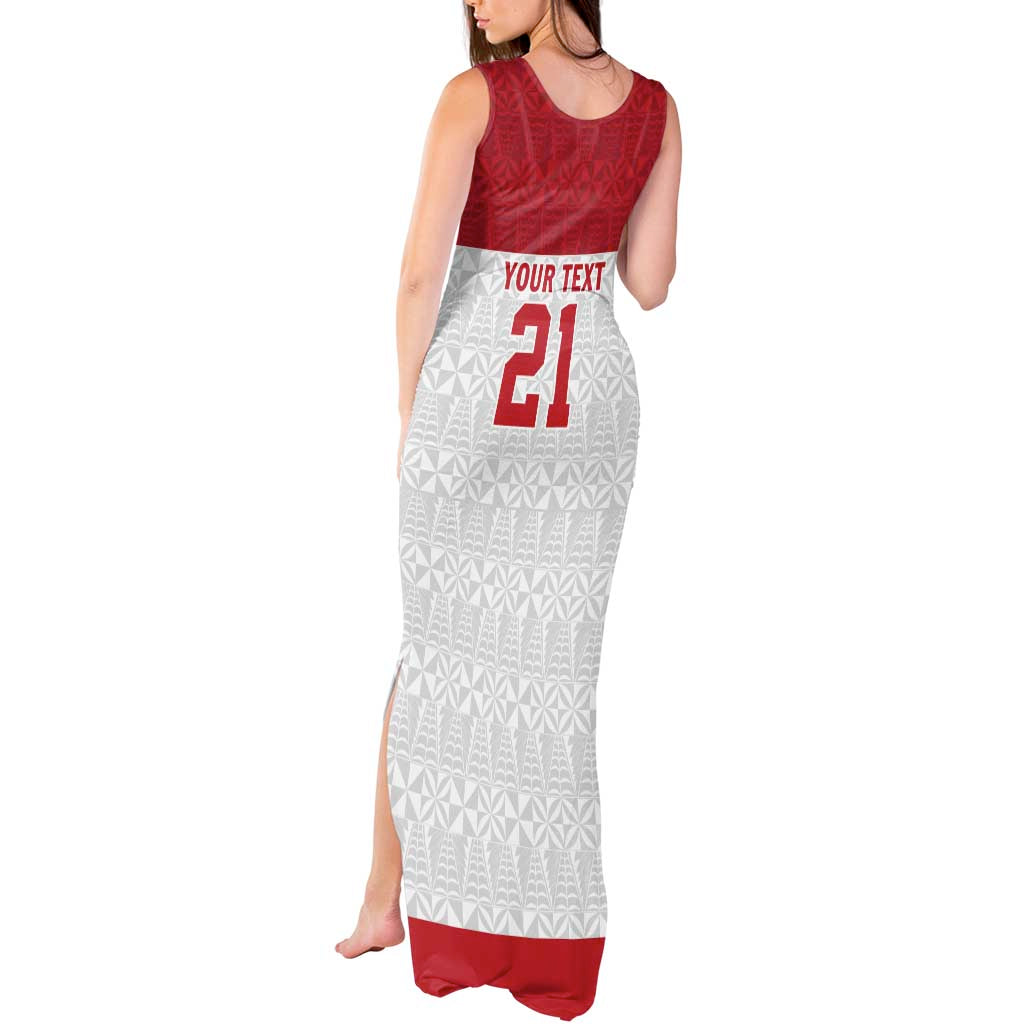Queensland Tonga Custom Tank Maxi Dress QLD with Tongan Ngatu Pattern LT9 - Polynesian Pride
