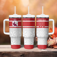 Queensland Tonga Custom Tumbler With Handle QLD with Tongan Ngatu Pattern