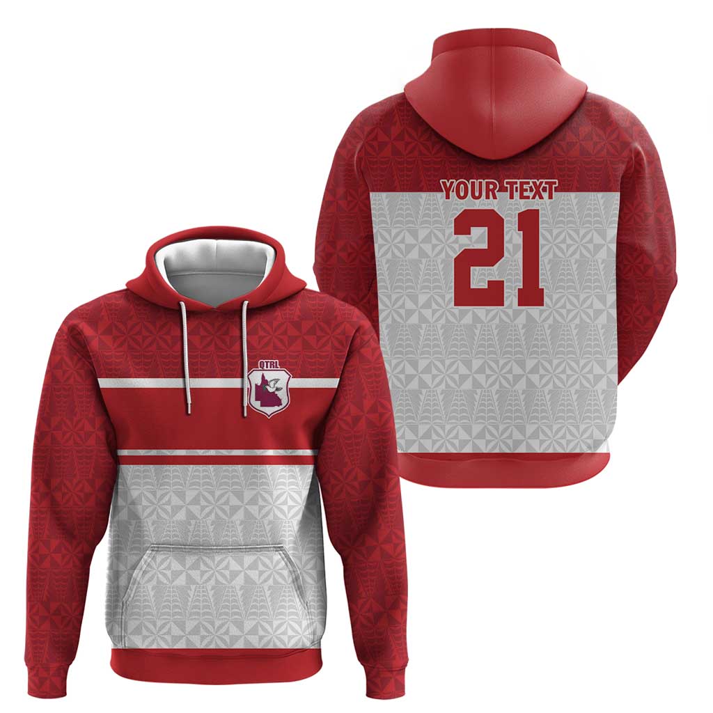Queensland Tonga Custom Zip Hoodie QLD with Tongan Ngatu Pattern