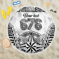 Personalised Tonga 676 Beach Blanket - Tribal Kupesi Ngatu Unique LT9 One Size 150cm White - Polynesian Pride