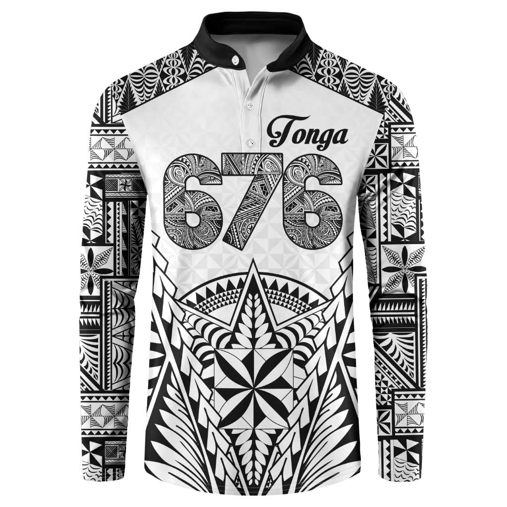 Personalised Tonga 676 Button Sweatshirt - Tribal Kupesi Ngatu Unique LT9 White - Polynesian Pride