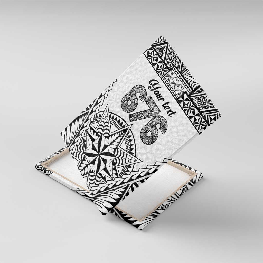 Personalised Tonga 676 Canvas Wall Art Tribal Kupesi Ngatu Unique LT9 With Frame White - Polynesian Pride