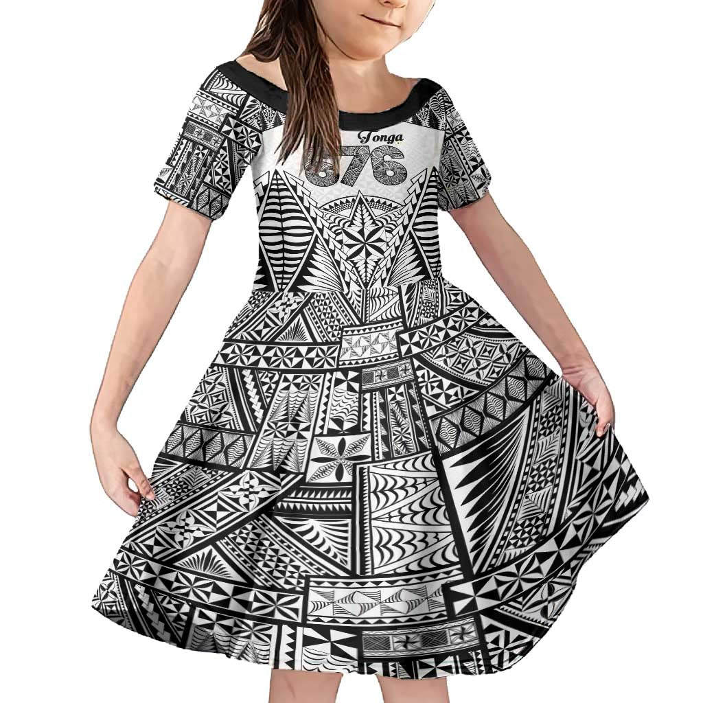 Personalised Tonga 676 Family Matching Long Sleeve Bodycon Dress and Hawaiian Shirt Tribal Kupesi Ngatu Unique LT9 Daughter's Dress White - Polynesian Pride