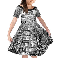 Personalised Tonga 676 Family Matching Long Sleeve Bodycon Dress and Hawaiian Shirt Tribal Kupesi Ngatu Unique LT9 Daughter's Dress White - Polynesian Pride