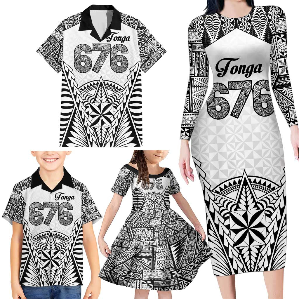 Personalised Tonga 676 Family Matching Long Sleeve Bodycon Dress and Hawaiian Shirt Tribal Kupesi Ngatu Unique