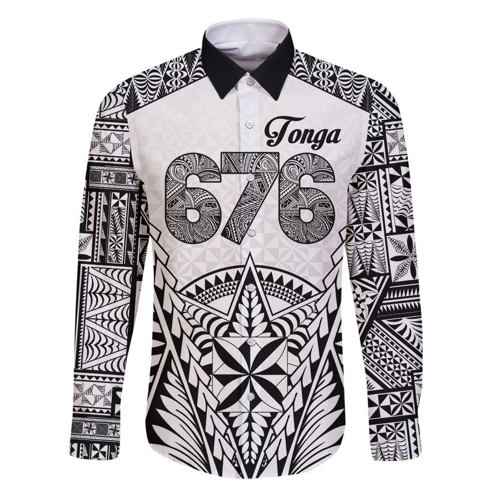 Personalised Tonga 676 Family Matching Tank Maxi Dress and Hawaiian Shirt Tribal Kupesi Ngatu Unique LT9 Dad's Shirt - Long Sleeve White - Polynesian Pride