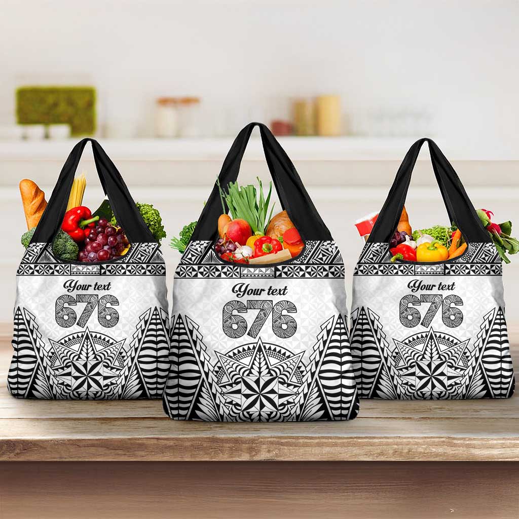 Personalised Tonga 676 Grocery Bag Tribal Kupesi Ngatu Unique LT9 3-pack One Size White - Polynesian Pride
