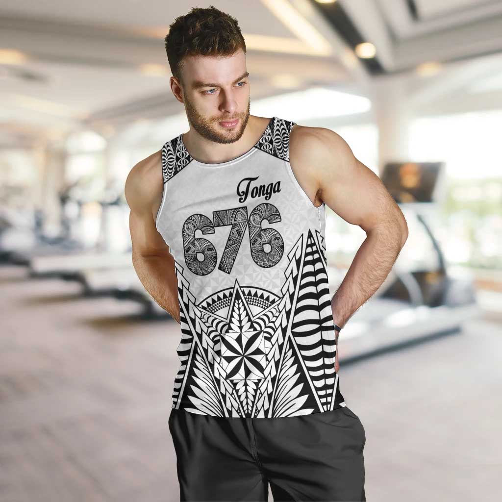 Personalised Tonga 676 Men Tank Top Tribal Kupesi Ngatu Unique LT9 White - Polynesian Pride