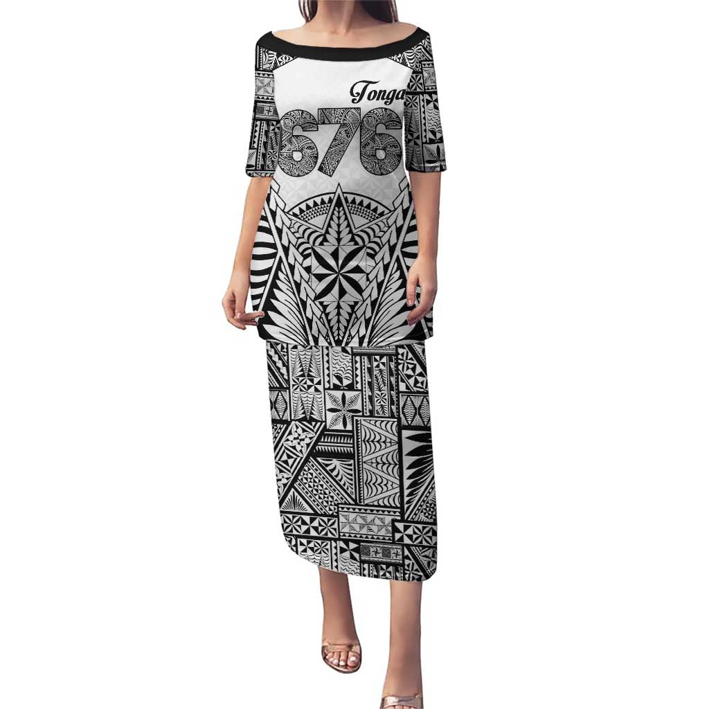 Personalised Tonga 676 Puletasi Tribal Kupesi Ngatu Unique LT9 Long Dress White - Polynesian Pride