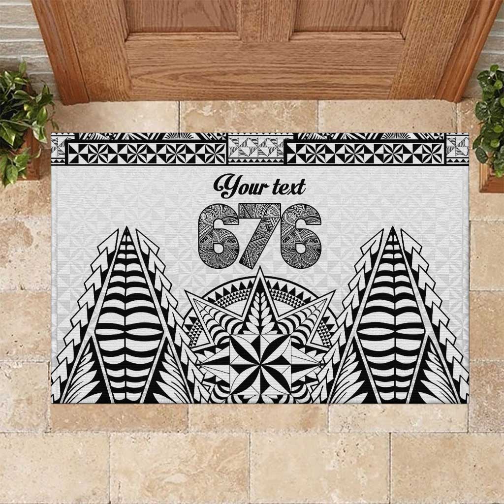 Personalised Tonga 676 Rubber Doormat Tribal Kupesi Ngatu Unique LT9 White - Polynesian Pride