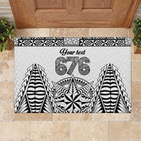 Personalised Tonga 676 Rubber Doormat Tribal Kupesi Ngatu Unique LT9 White - Polynesian Pride