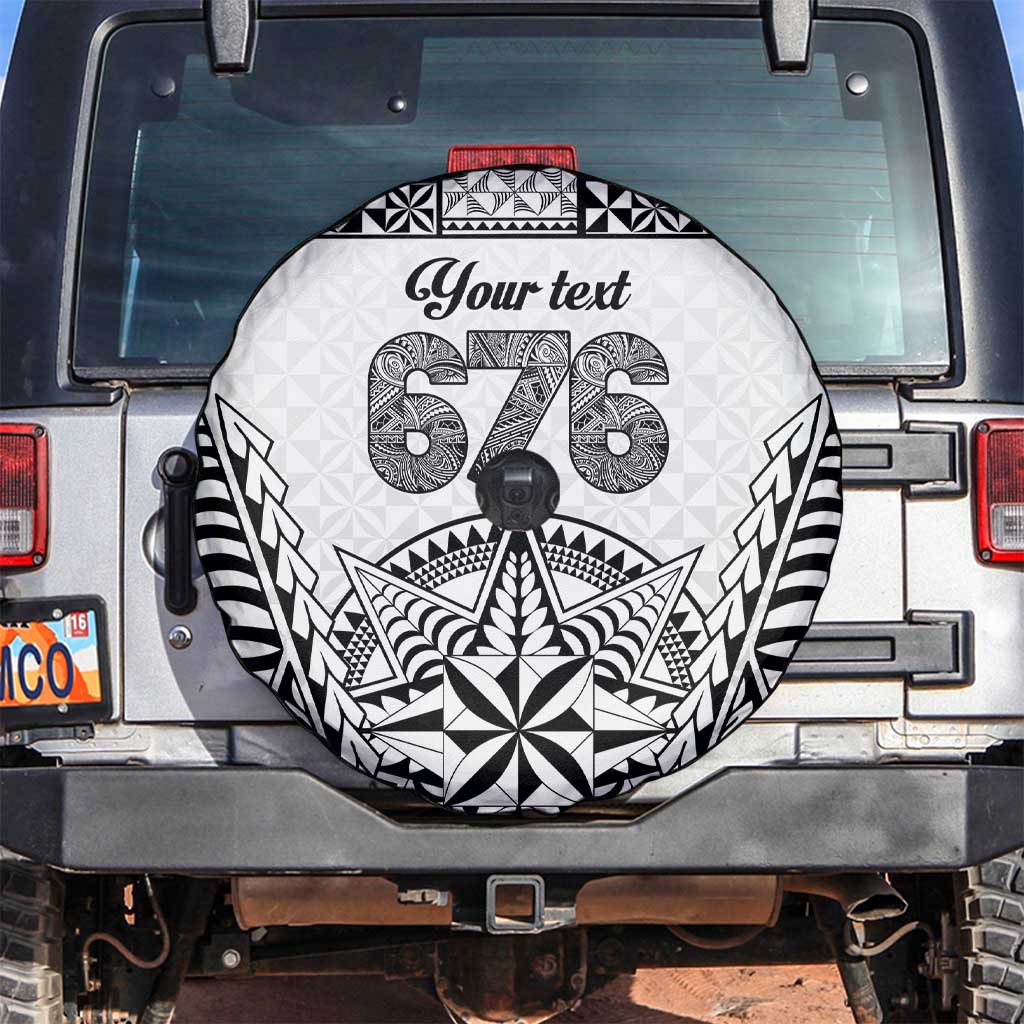 Personalised Tonga 676 Spare Tire Cover Tribal Kupesi Ngatu Unique LT9 White - Polynesian Pride