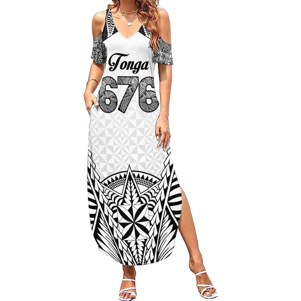 Personalised Tonga 676 Summer Maxi Dress Tribal Kupesi Ngatu Unique LT9 Women White - Polynesian Pride