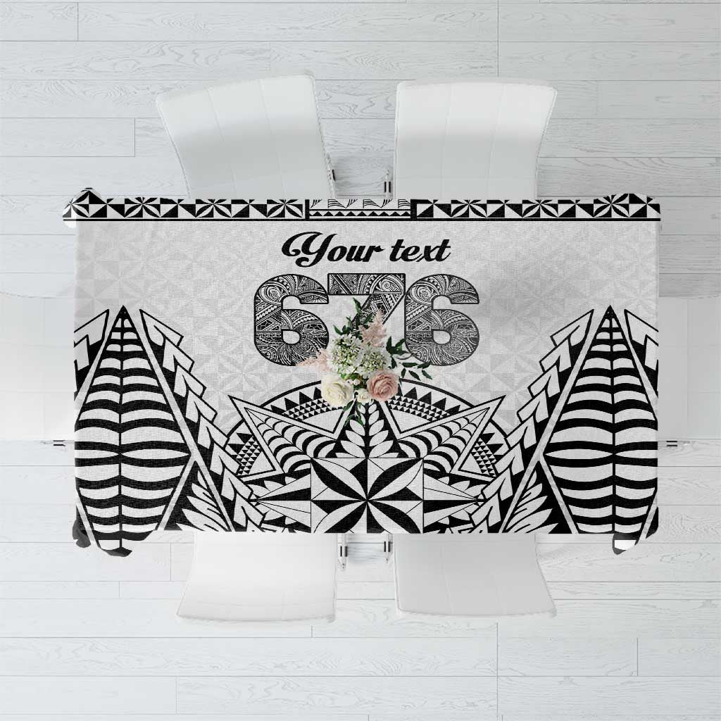 Personalised Tonga 676 Tablecloth Tribal Kupesi Ngatu Unique LT9 White - Polynesian Pride