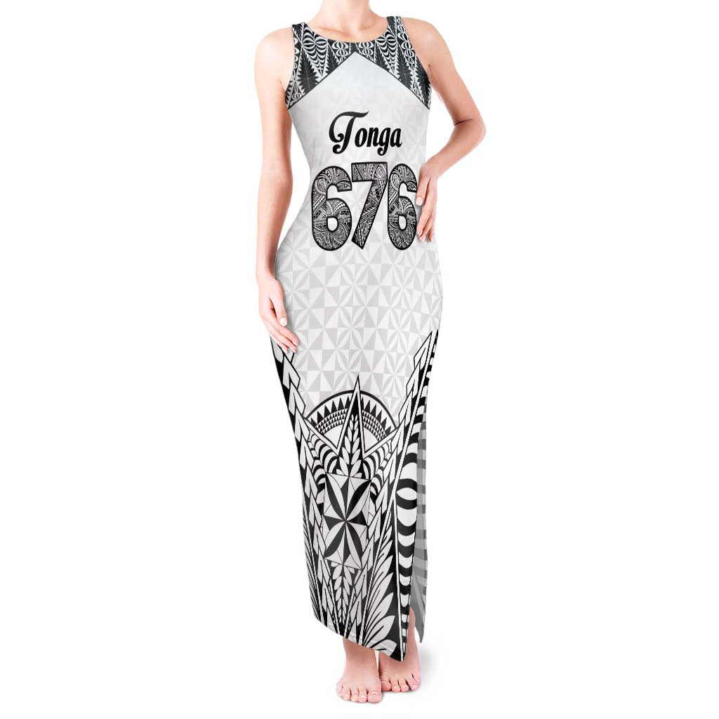 Personalised Tonga 676 Tank Maxi Dress Tribal Kupesi Ngatu Unique LT9 Women White - Polynesian Pride