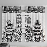 Personalised Tonga 676 Window Curtain Tribal Kupesi Ngatu Unique LT9 With Hooks White - Polynesian Pride