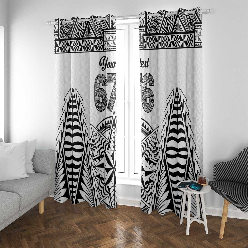 Personalised Tonga 676 Window Curtain Tribal Kupesi Ngatu Unique LT9 With Grommets White - Polynesian Pride