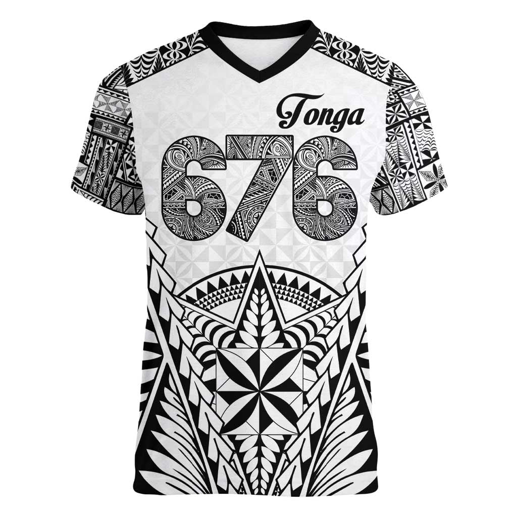 Personalised Tonga 676 Women V-Neck T-Shirt Tribal Kupesi Ngatu Unique