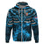 Fiji Rugby Hoodie Go Fijian Tapa Arty with World Cup Vibe LT9 Zip Hoodie Blue - Polynesian Pride