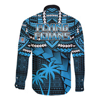 Fiji Rugby Long Sleeve Button Shirt Go Fijian Tapa Arty with World Cup Vibe LT9 - Polynesian Pride