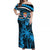 Fiji Rugby Off Shoulder Maxi Dress Go Fijian Tapa Arty with World Cup Vibe LT9 Women Blue - Polynesian Pride