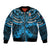 Fiji Rugby Sleeve Zip Bomber Jacket Go Fijian Tapa Arty with World Cup Vibe LT9 Unisex Blue - Polynesian Pride