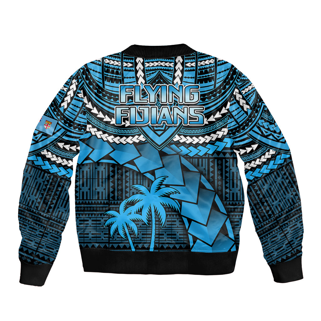 Fiji Rugby Sleeve Zip Bomber Jacket Go Fijian Tapa Arty with World Cup Vibe LT9 - Polynesian Pride