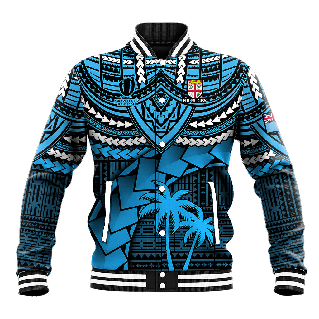 Custom Fiji Rugby Baseball Jacket Go Fijian Tapa Arty with World Cup Vibe LT9 Unisex Blue - Polynesian Pride
